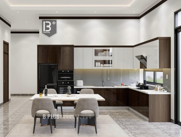 Thiết kế bếp chữ L – Nội Thất B+ Plus - Giải pháp thông minh cho không gian nhỏ tại Buôn Ma Thuột